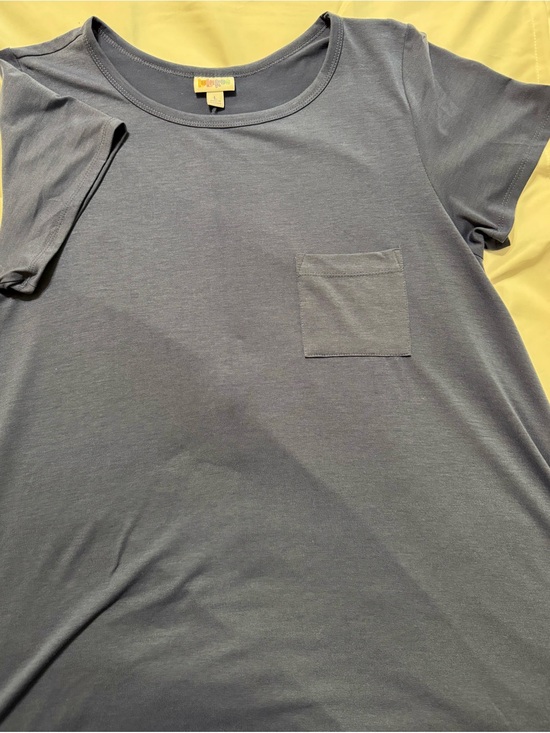 LuLaRoe Dresses & Skirts - LuLaRoe CARLY Dress! Very relaxed, Scoop Neck Tee - Slate Blue
